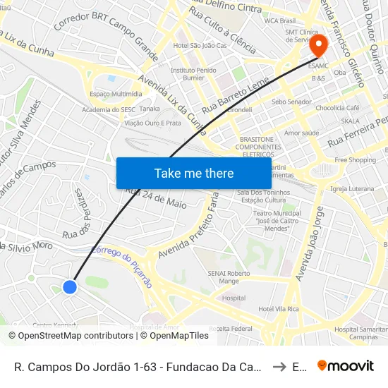 R. Campos Do Jordão 1-63 - Fundacao Da Casa Popular Campinas - SP 13031-365 Brasil to Esamc map