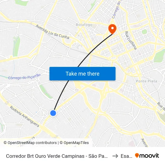 Corredor Brt Ouro Verde Campinas - São Paulo 13030 Brasil to Esamc map