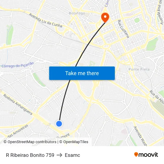 R Ribeirao Bonito 759 to Esamc map