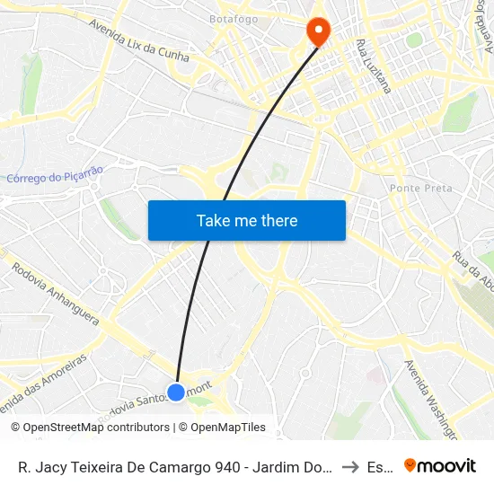 R. Jacy Teixeira De Camargo 940 - Jardim Do Lago Campinas - SP Brasil to Esamc map