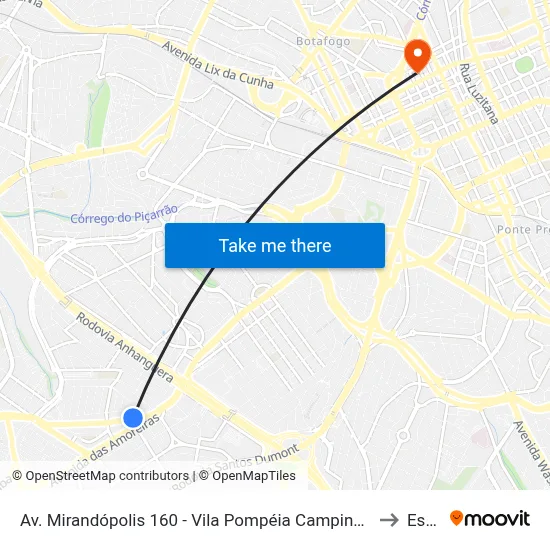 Av. Mirandópolis 160 - Vila Pompéia Campinas - SP 13050-470 Brasil to Esamc map