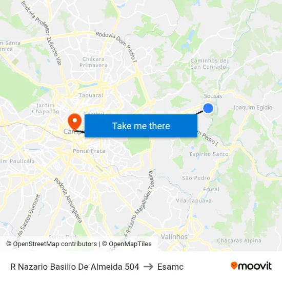 R Nazario Basilio De Almeida 504 to Esamc map