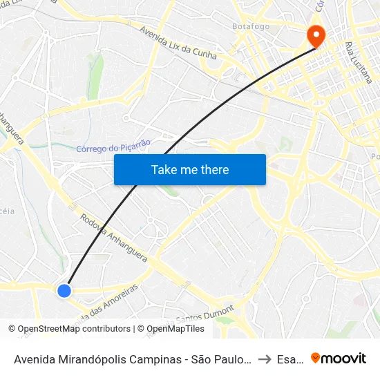 Avenida Mirandópolis Campinas - São Paulo 13050 Brasil to Esamc map