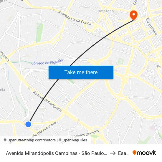 Avenida Mirandópolis Campinas - São Paulo 13050 Brasil to Esamc map
