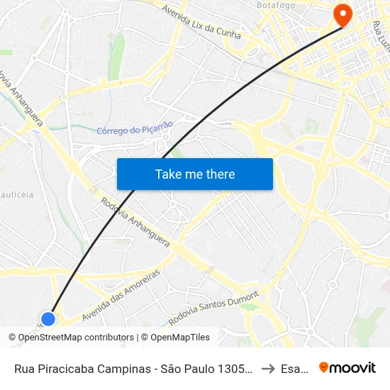 Rua Piracicaba Campinas - São Paulo 13050 Brasil to Esamc map