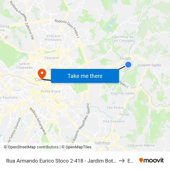 Rua Armando Euríco Stoco 2-418 - Jardim Botanico (Sousas) Campinas - SP Brasil to Esamc map