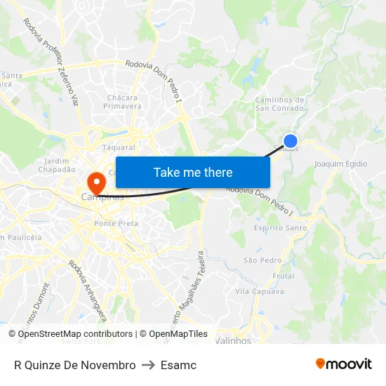 R Quinze De Novembro to Esamc map