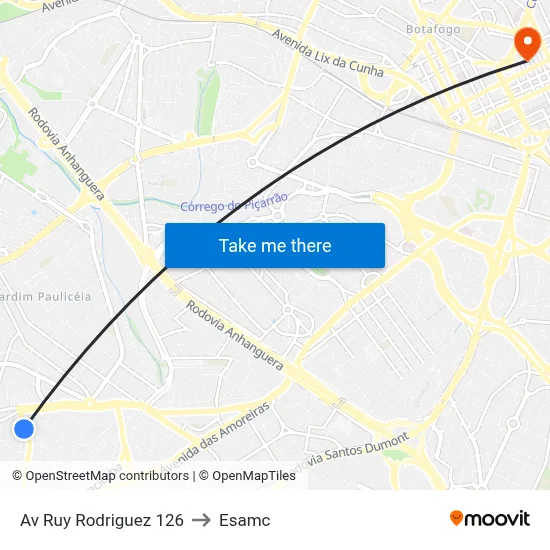 Av Ruy Rodriguez 126 to Esamc map