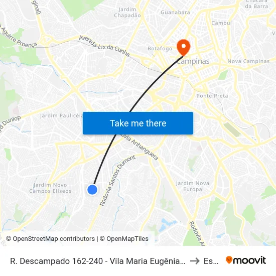 R. Descampado 162-240 - Vila Maria Eugênia Campinas - SP Brasil to Esamc map