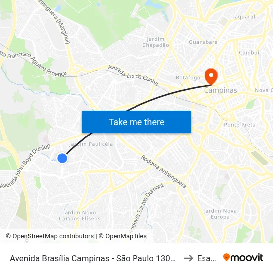 Avenida Brasília Campinas - São Paulo 13060 Brasil to Esamc map