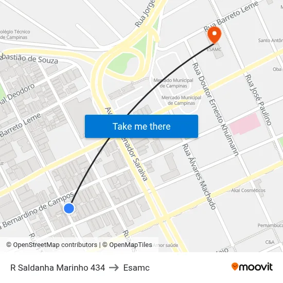 R Saldanha Marinho 434 to Esamc map