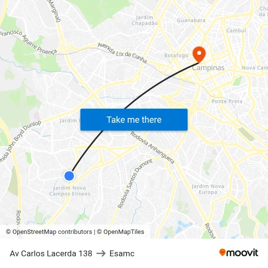 Av Carlos Lacerda 138 to Esamc map