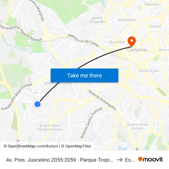Av. Pres. Juscelino 2055-2059 - Parque Tropical Campinas - SP Brasil to Esamc map