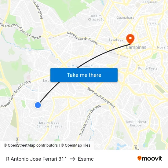 R Antonio Jose Ferrari 311 to Esamc map