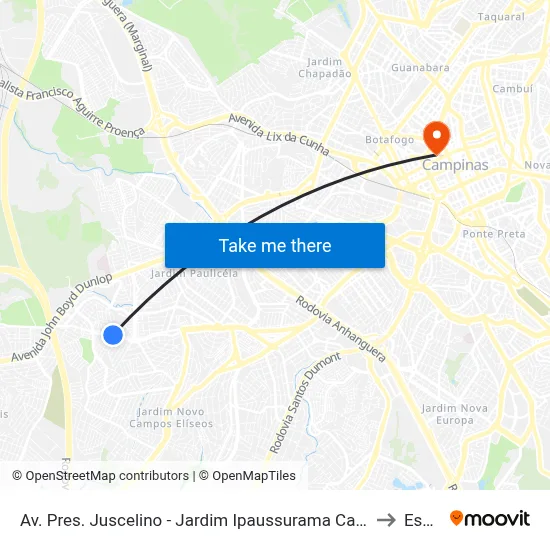 Av. Pres. Juscelino - Jardim Ipaussurama Campinas - SP Brasil to Esamc map
