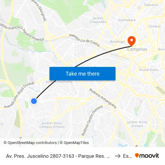 Av. Pres. Juscelino 2807-3163 - Parque Res. Vila União Campinas - SP Brasil to Esamc map