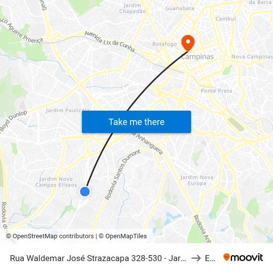Rua Waldemar José Strazacapa 328-530 - Jardim Indianopolis Campinas - SP Brasil to Esamc map