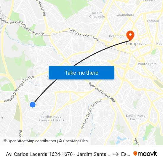 Av. Carlos Lacerda 1624-1678 - Jardim Santa Lucia Campinas - SP Brasil to Esamc map