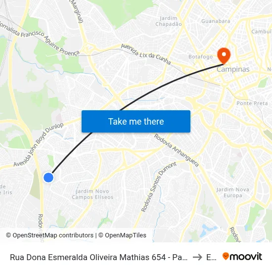 Rua Dona Esmeralda Oliveira Mathias 654 - Parque Res. Vila União Campinas - SP 13060-721 Brasil to Esamc map