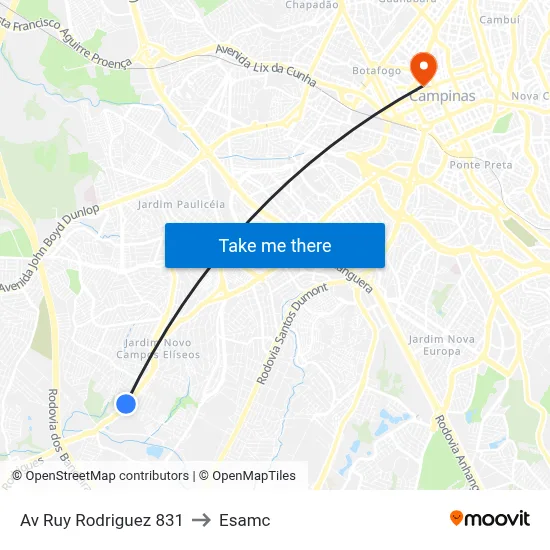 Av Ruy Rodriguez 831 to Esamc map