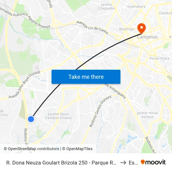R. Dona Neuza Goulart Brizola 250 - Parque Res. Vila União Campinas - SP Brasil to Esamc map