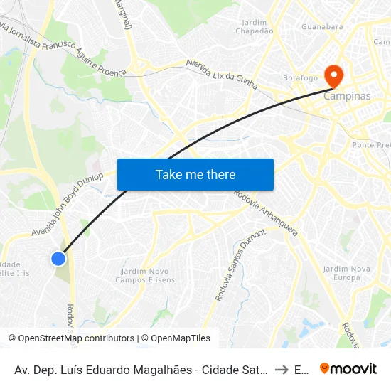 Av. Dep. Luís Eduardo Magalhães - Cidade Satélite Íris Campinas - SP 13059-590 Brasil to Esamc map