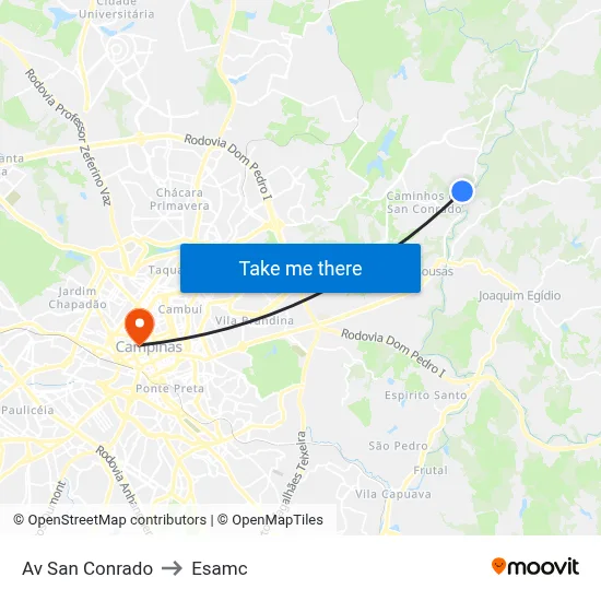Av San Conrado to Esamc map