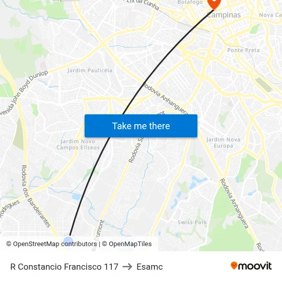 R Constancio Francisco 117 to Esamc map