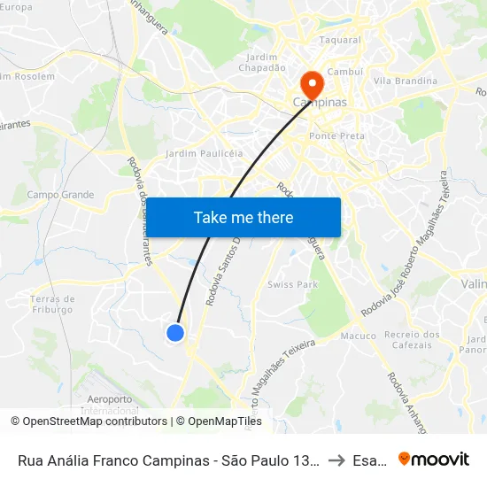 Rua Anália Franco Campinas - São Paulo 13054 Brasil to Esamc map