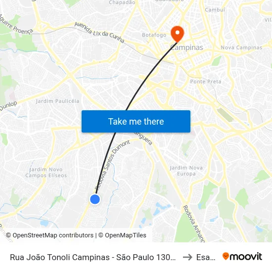Rua João Tonoli Campinas - São Paulo 13051 Brasil to Esamc map