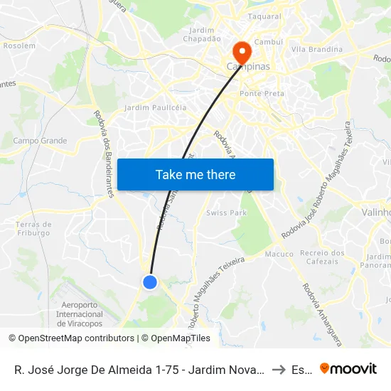 R. José Jorge De Almeida 1-75 - Jardim Nova America Campinas - SP Brasil to Esamc map