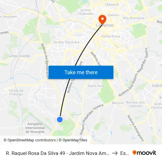 R. Raquel Rosa Da Silva 49 - Jardim Nova America Campinas - SP Brasil to Esamc map