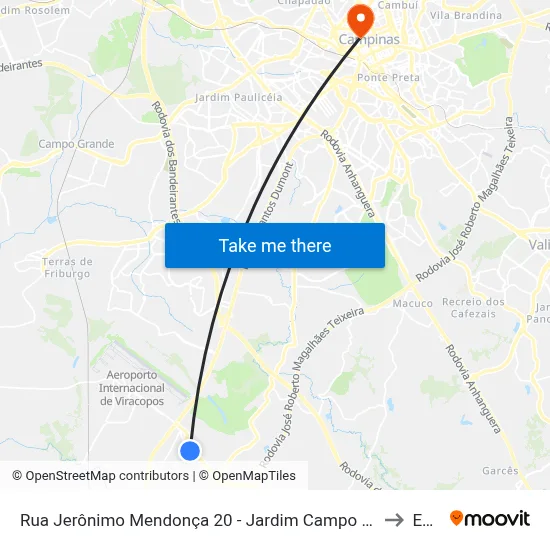 Rua Jerônimo Mendonça 20 - Jardim Campo Belo Campinas - SP 13053-150 Brasil to Esamc map