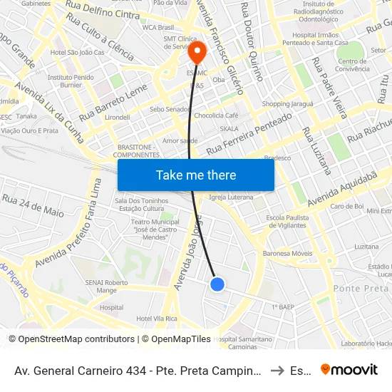 Av. General Carneiro 434 - Pte. Preta Campinas - SP 13041-306 Brasil to Esamc map