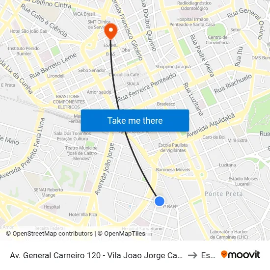 Av. General Carneiro 120 - Vila Joao Jorge Campinas - SP 13041-306 Brasil to Esamc map