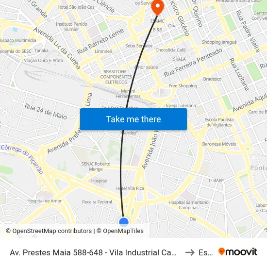 Av. Prestes Maia 588-648 - Vila Industrial Campinas - SP 13035-680 Brasil to Esamc map