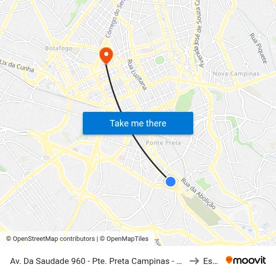Av. Da Saudade 960 - Pte. Preta Campinas - SP 13041-670 Brasil to Esamc map