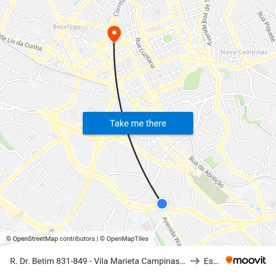 R. Dr. Betim 831-849 - Vila Marieta Campinas - SP 13042-020 Brasil to Esamc map