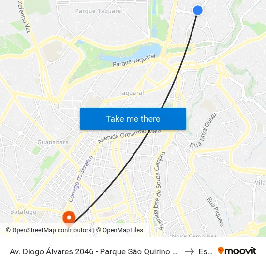 Av. Diogo Álvares 2046 - Parque São Quirino Campinas - SP 13088-221 Brasil to Esamc map