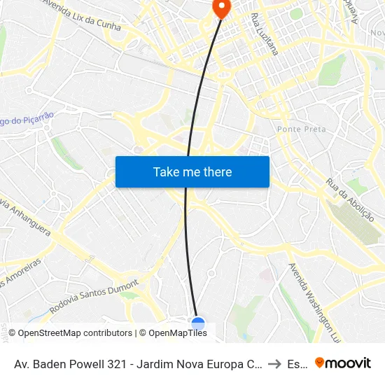 Av. Baden Powell 321 - Jardim Nova Europa Campinas - SP 13040-093 Brasil to Esamc map