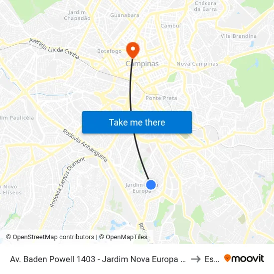 Av. Baden Powell 1403 - Jardim Nova Europa Campinas - SP 13040-093 Brasil to Esamc map