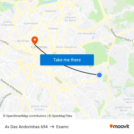 Av Das Andorinhas 694 to Esamc map