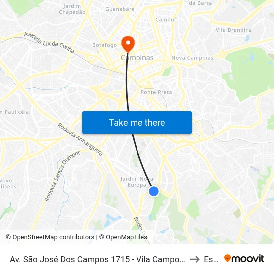 Av. São José Dos Campos 1715 - Vila Campos Sales Campinas - SP Brasil to Esamc map