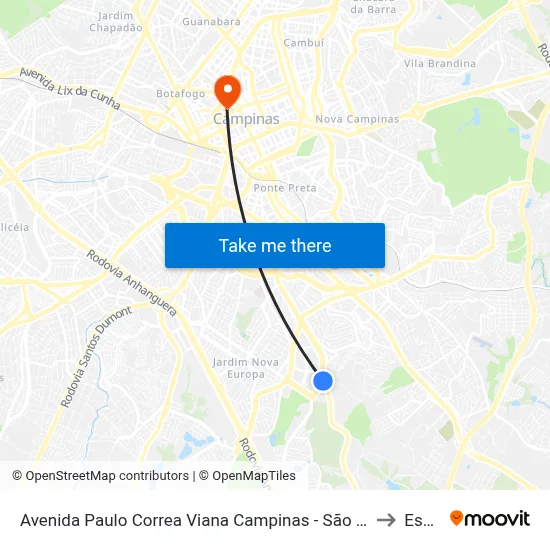 Avenida Paulo Correa Viana Campinas - São Paulo 13044 Brasil to Esamc map