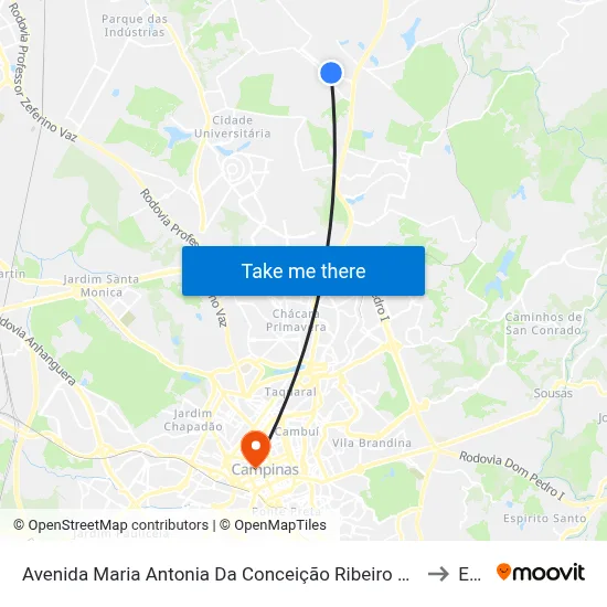 Avenida Maria Antonia Da Conceição Ribeiro Dos Santos Campinas - São Paulo 13086 Brasil to Esamc map