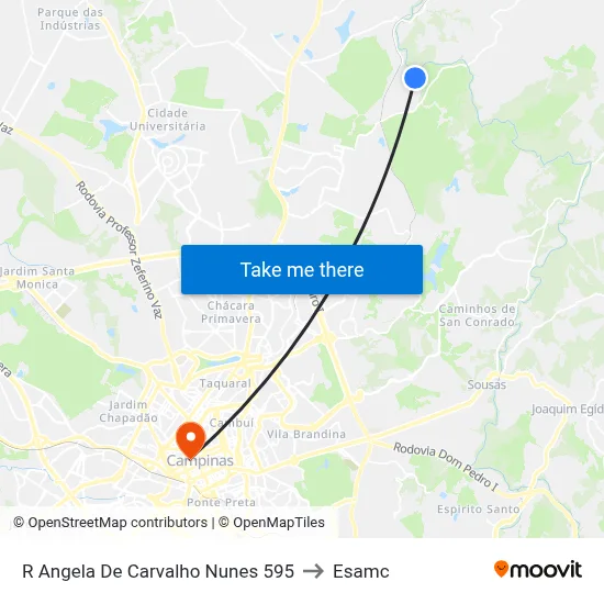 R Angela De Carvalho Nunes 595 to Esamc map