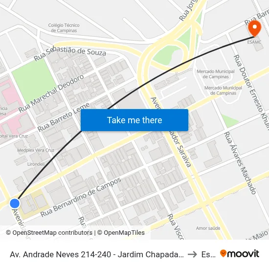 Av. Andrade Neves 214-240 - Jardim Chapadao Campinas - SP 13070-001 Brasil to Esamc map