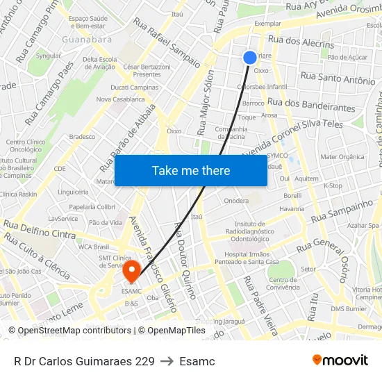 R Dr Carlos Guimaraes 229 to Esamc map