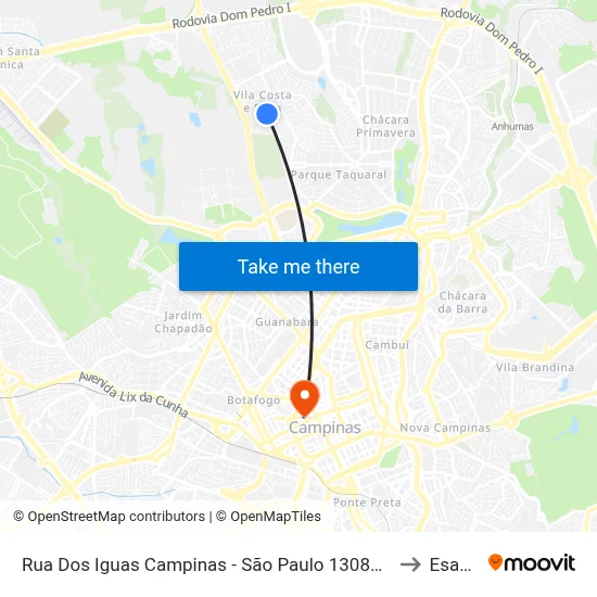 Rua Dos Iguas Campinas - São Paulo 13081 Brasil to Esamc map