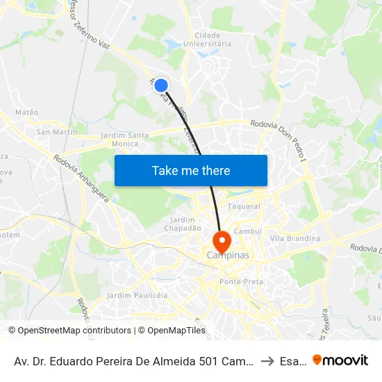 Av. Dr. Eduardo Pereira De Almeida 501 Campinas - SP Brasil to Esamc map